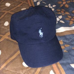 Dark blue Polo PRL leather strap hat. One size